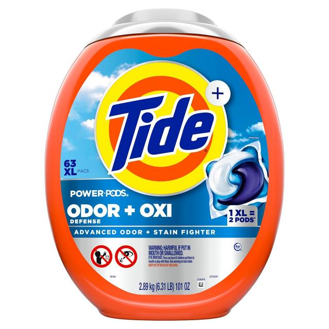 Tide Power Pods Oxi Odor Laundry Detergent - 63ct