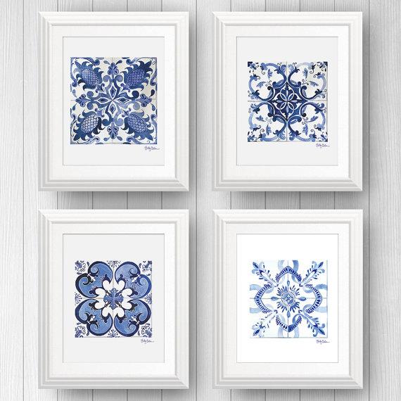 Azulejo Portuguese Tile Art, Set Of Four