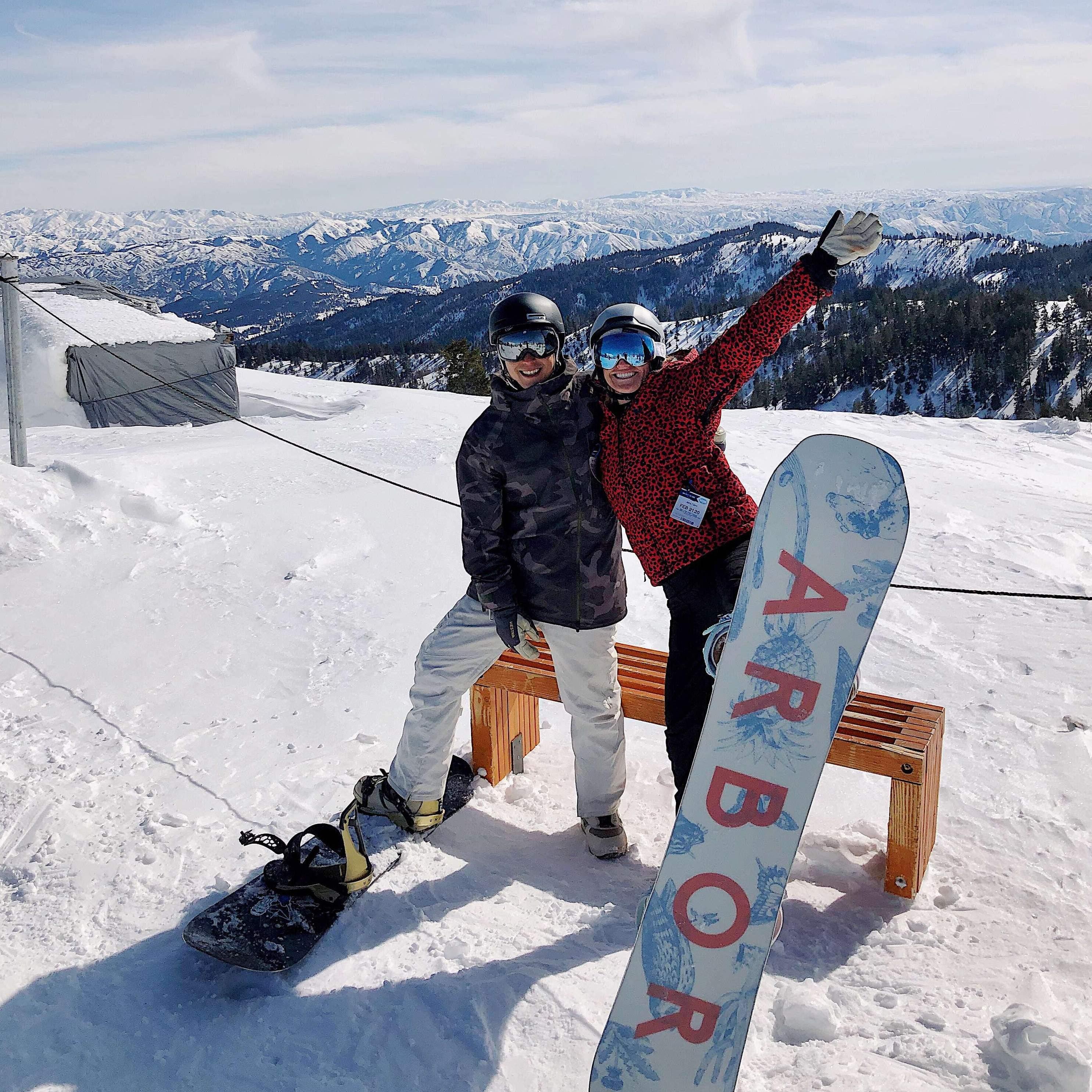 Snowboarding at Bogus Basin in Idaho, February 2020