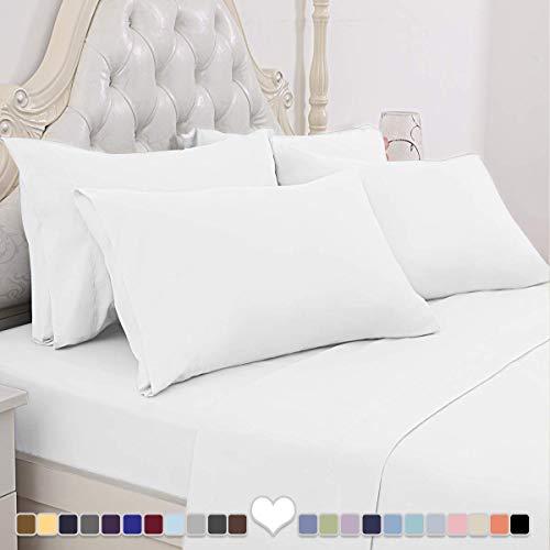 BYSURE Hotel Luxury Bed Sheets Set 6 Piece(King, White) - Super Soft 1800 Thread Count 100% Microfiber Sheets with Deep Pockets, Wrinkle & Fade Resistant