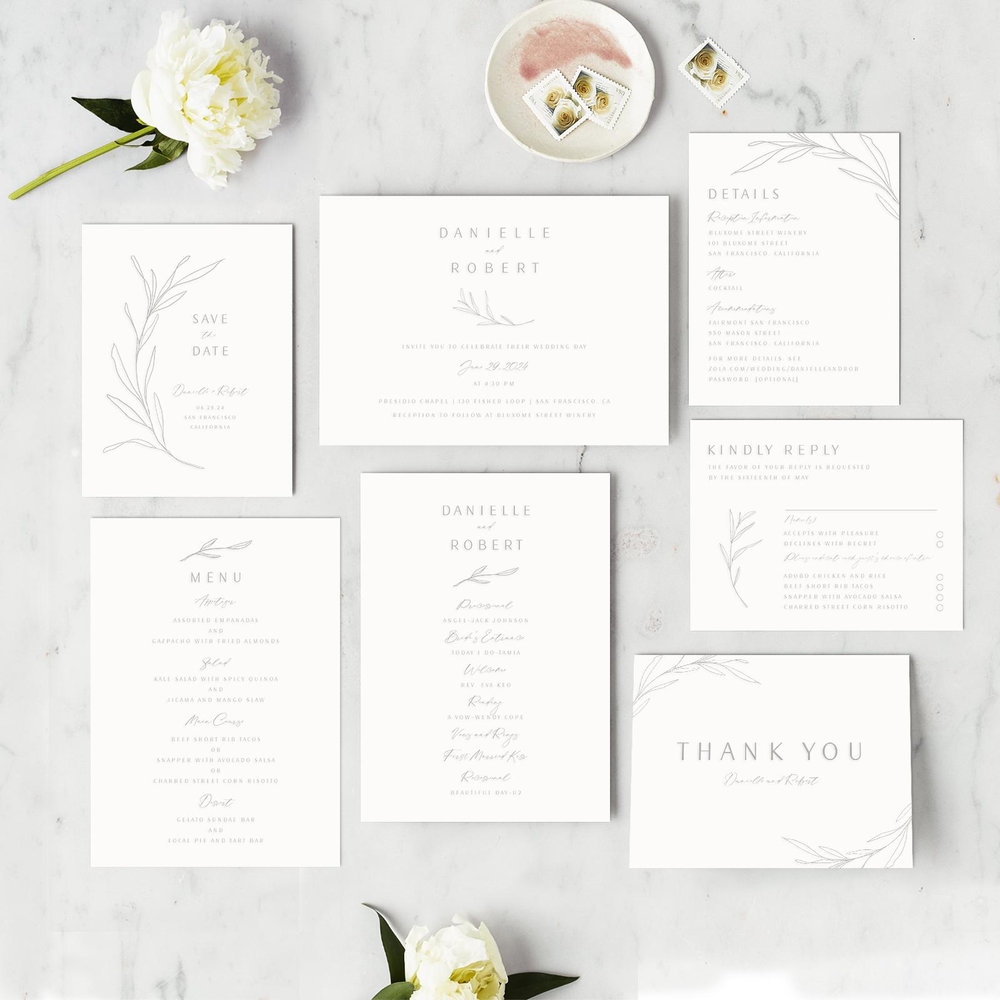 Avila Classic Letterpress | Sage | Zola Save The Dates