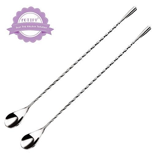 2-Pack 12 Inches Stainless Steel Bartender Mixing Spoon Cocktail Stirrers, Spiral Pattern Bar Spoon Stirring Spoon with Long Handle