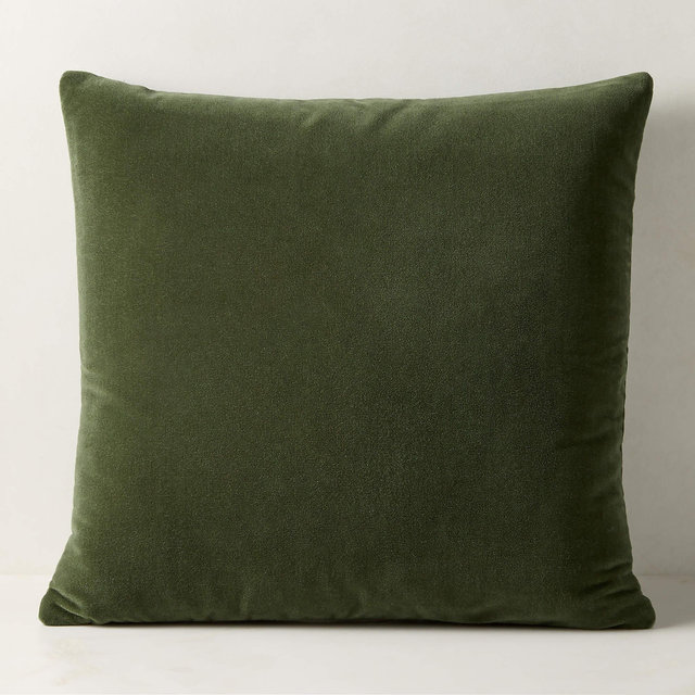 Vinette Smoked Green Merino Wool and Velvet Throw Pillow Cover 23"x23"