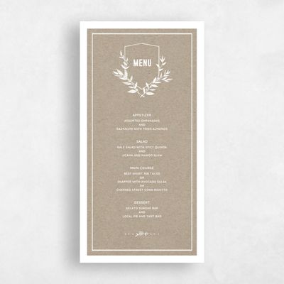 Natural, Brown Wedding Menu - Humboldt