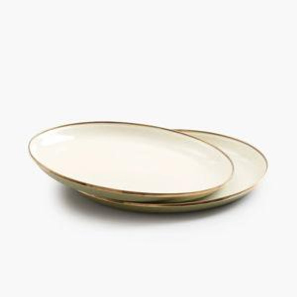 Enamelware 2-Tone Deep Plate Set - Olive Drab