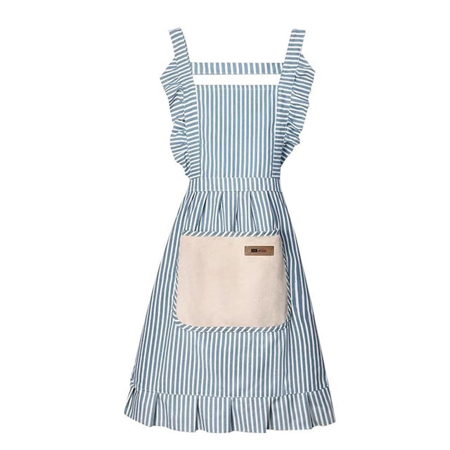 Nebesheii Cotton Kitchen Cooking Aprons,Vest Adjustable Bib Soft Chef Stripes Apron Two pockets with wide for Men Women