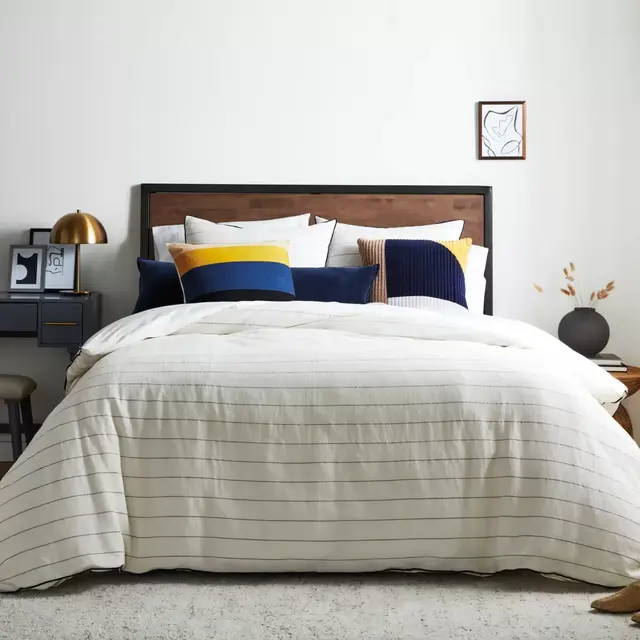 Studio 3B™ 3-Piece King Pinstripe Comforter Set in Coconut Milk/Navy