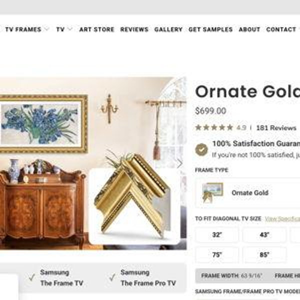 Ornate Gold Television Frame - 65 Inch