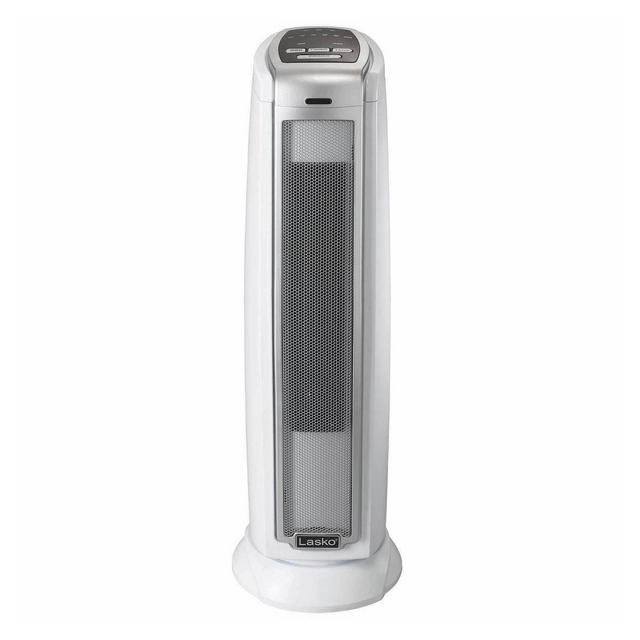 Lasko 5775 Portable Electric 1500 Watt Indoor Room Oscillating Ceramic Tower Space Heater with Adjustable Thermostat, Silver