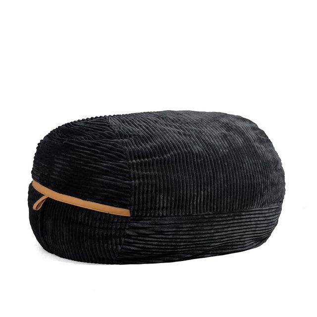 Big Joe Fuf XXL Foam Filled Bean Bag Chair with Removable Cover, Black Licorice Corded Plush, 6 feet Giant