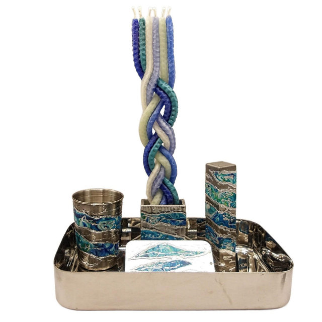 6-Piece Havdalah Set - Shades of Blue