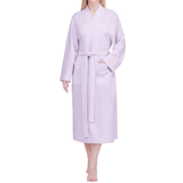 PAVILIA Women Waffle Knit Kimono Robe, Soft Cozy Breathable Lightweight Long Bathrobe with Side Pockets for Shower Spa House