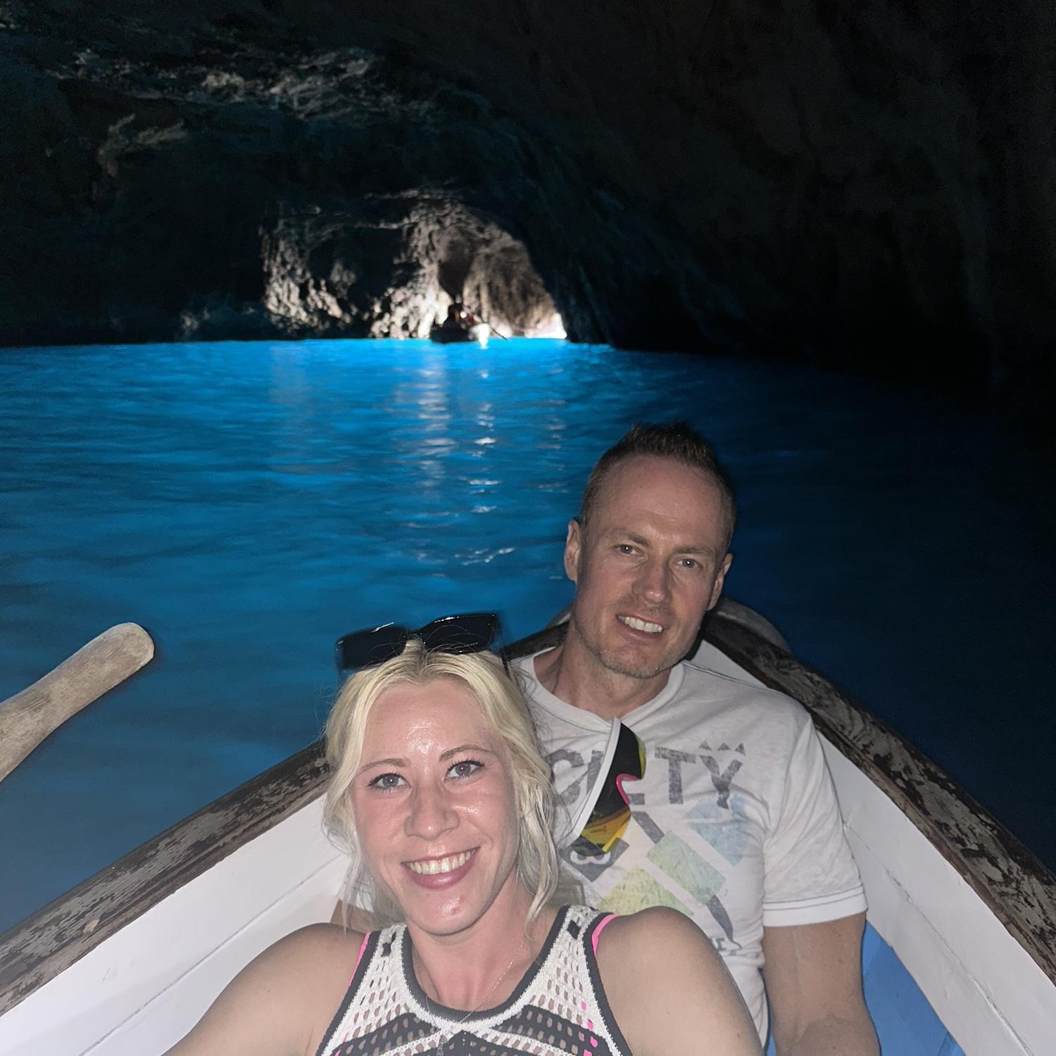 Beautiful blue water at the Blue Grotto in Capri