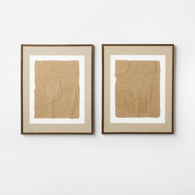 16" x 20" Jute Framed Wall Canvases Walnut - Threshold™ designed with Studio McGee