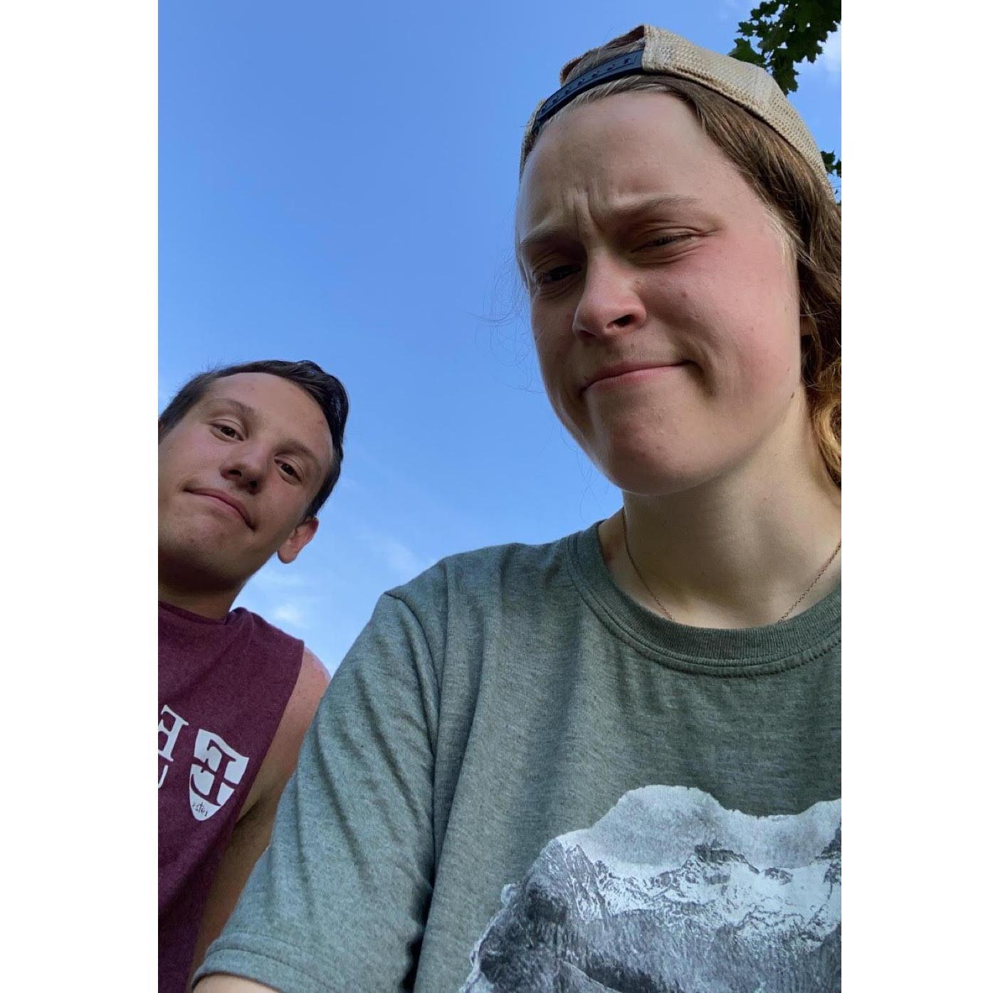 On our way to get chocolate milk, Hannah's car broke down. We took this sitting on the side of road waiting for the car to cool down.