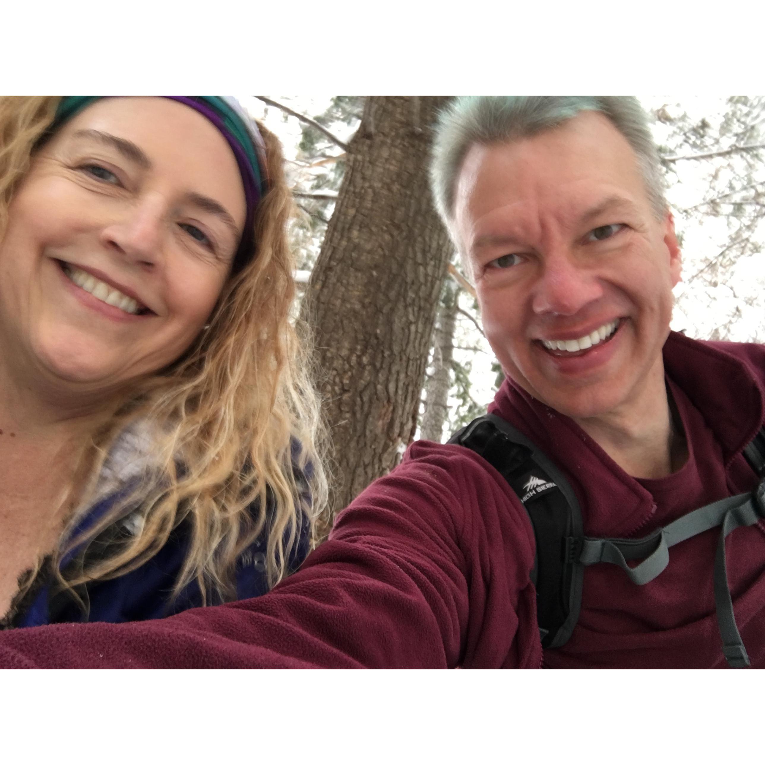 Snowshoeing on one of Kim's first visits to Utah.