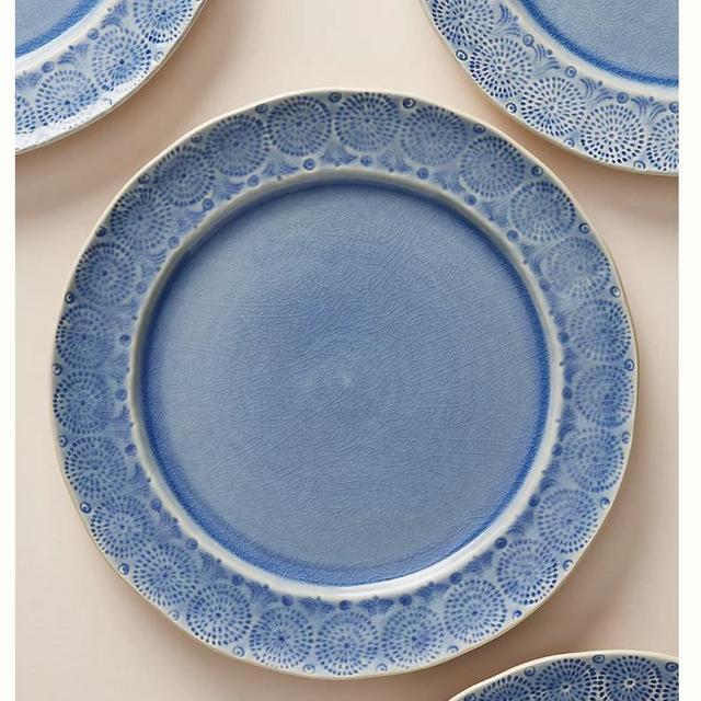 Anthropologie Old Havana Dinner Plates, Set of 4 (Iris Blue)