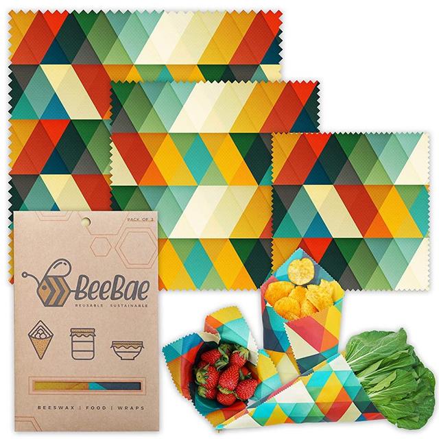 BEEBAE BEESWAX FOOD WRAP Easy Pack, Zero Waste, Reusable Beeswax Wrap, Eco Friendly, Organic, Bees Wax Food Storage Wrappers Cling Sandwich, Alternative To Plastic Bags, Sustainable Products