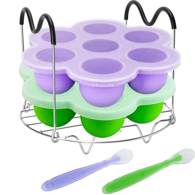 Pressure Cooker Accessories with Silicone Egg Bites Molds and Steamer Rack Trivet with Heat Resistant Handles Compatible with Instant Pot Accessories 6, 8 Qt