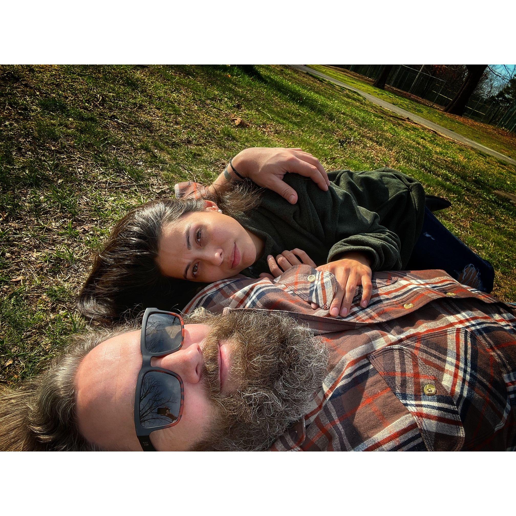 Nap time in the park before Brandon had to fly back to Colorado