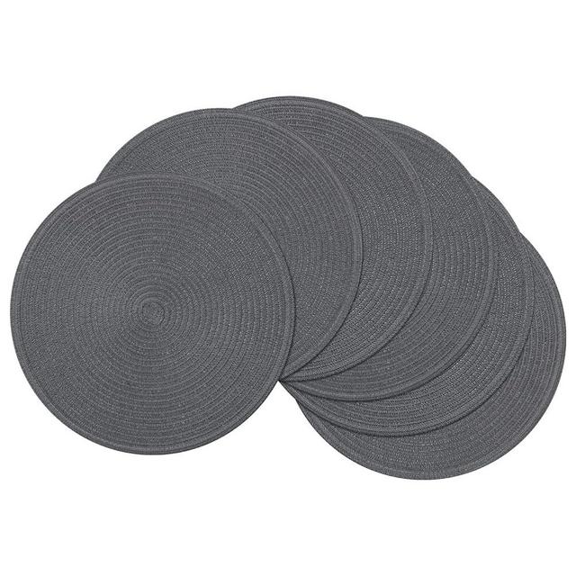 SHACOS Round Placemats Set of 6 Washable 15 inch Round Table Mats Cotton Polyester Woven Braided Place Mats for Dining Table (Charcoal, 6)