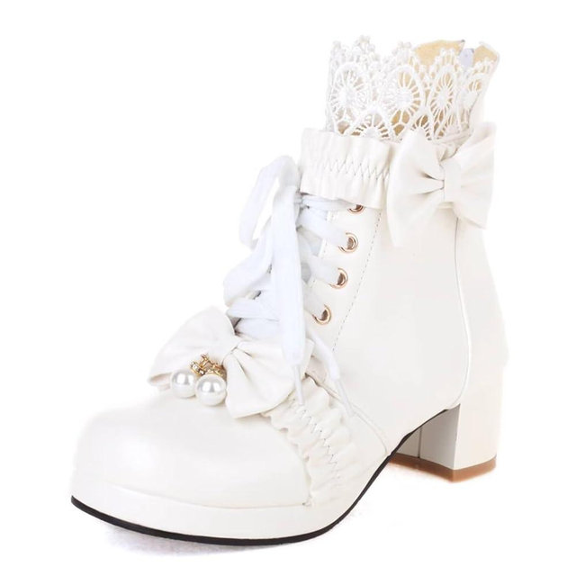Goth Platform Boots Chunky High Heels Ankle Boots Lace Buckle Gothic Cosplay Booties Zipper Punk Shoes