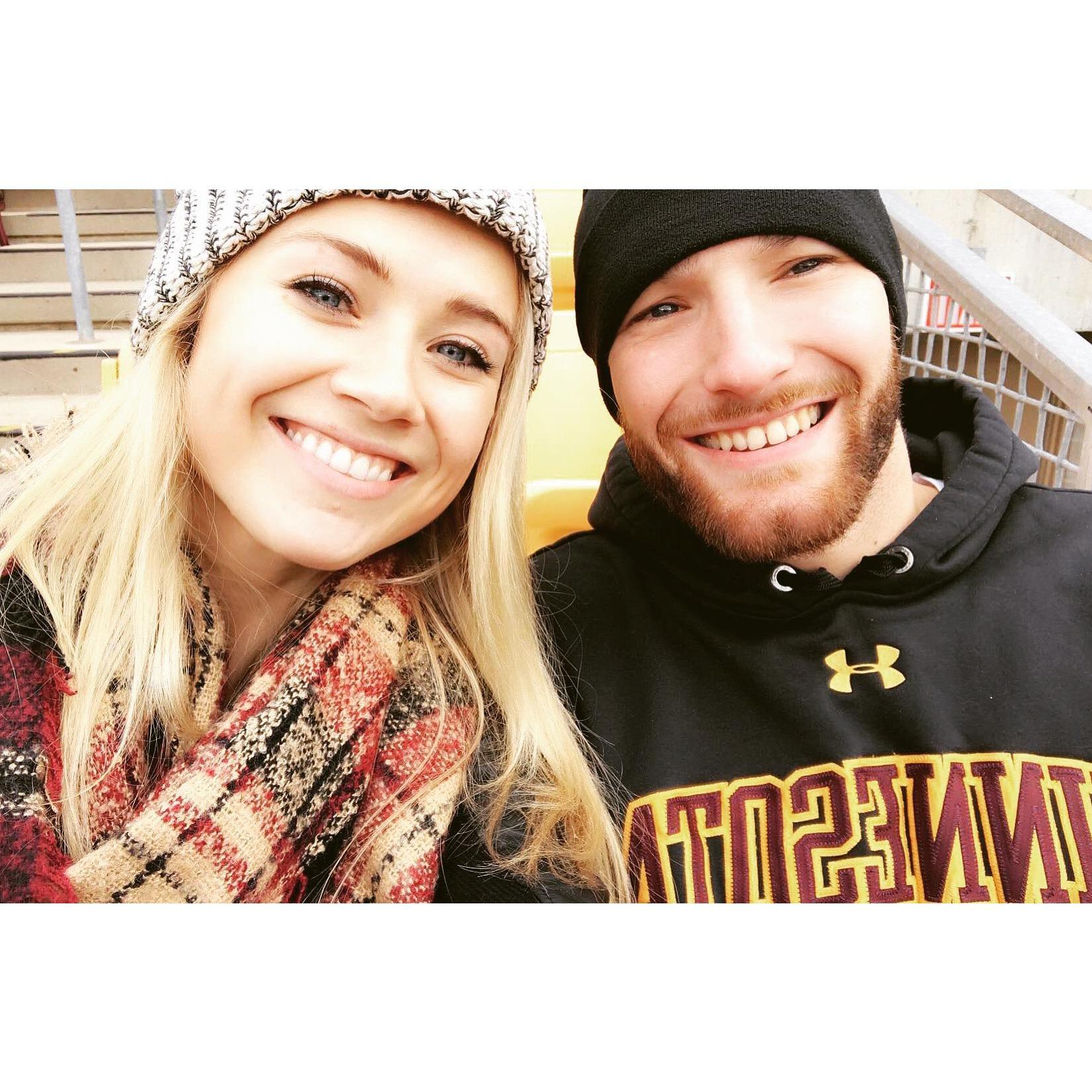 Our first MN Gopher Football game together! This was our first open date where everyone at work finally knew we were dating.