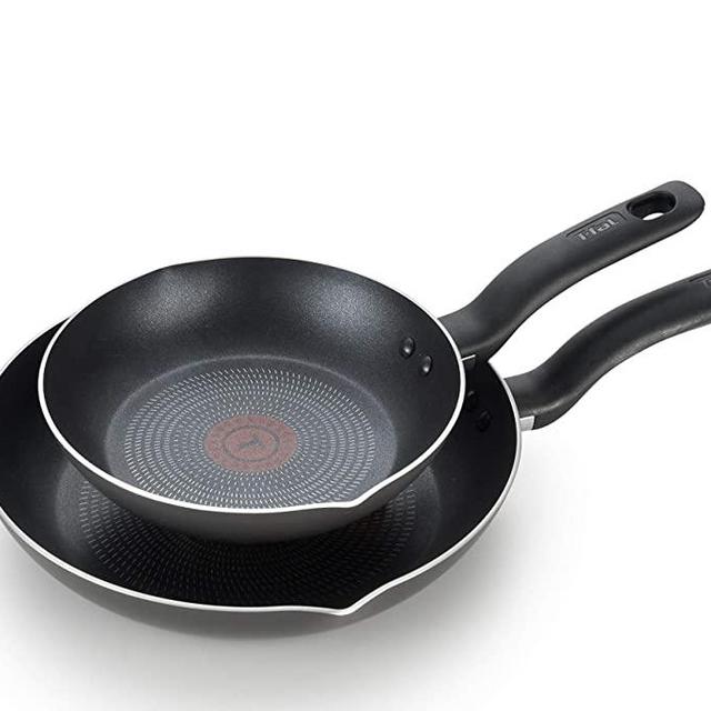 T-fal Initiatives Nonstick Fry Pan Cookware Set, 8 & 10.5 inch, Black