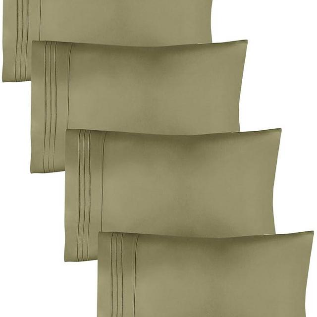 King Size Pillow Cases Set of 4 - Extra Soft Pack of 4 Pillowcase Covers - Hotel Luxury Pillowcases - Machine Washable Pillow Protectors - 20x40 Pillow Cases 4 Piece - King Sage Green Pillow Covers
