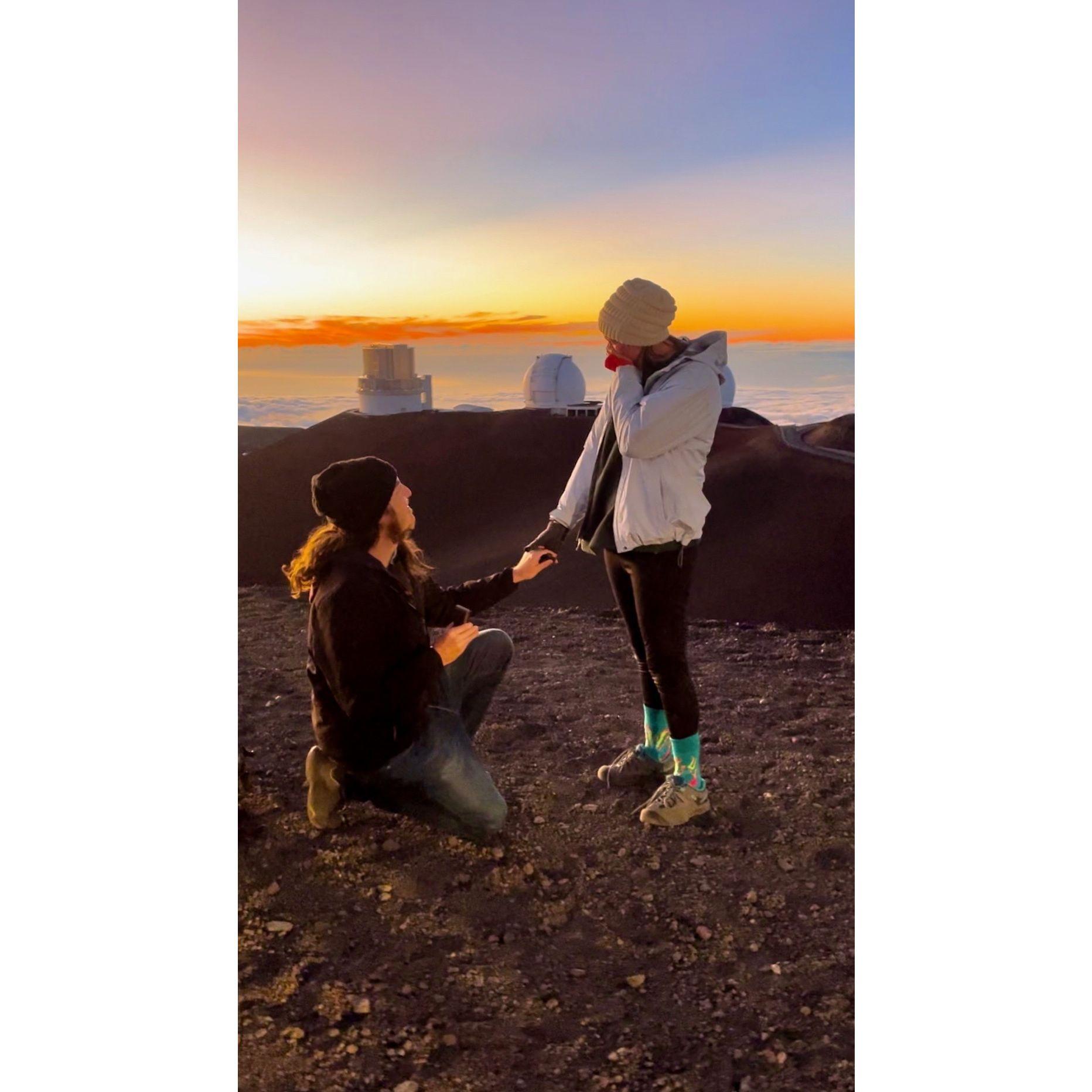 The day we got engaged on top of Mauna Kea the highest mountain in the world.
