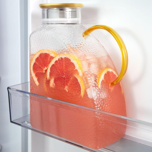 WARMSIMPLE Glass Pitcher With Lid,1 Gallon Glass Water Pitcher For Fridge, 128OZ glass pitchers With Handle And Lid, Hot And Cold pitchers, Large Carafe Jug For Iced Tea Juice Coffee Milk