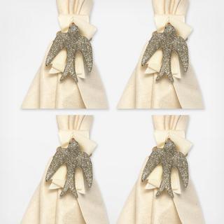 Sparkle Dove Napkin Ring, Set of 4