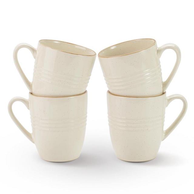 famiware Jupiter Coffee Mugs Set of 4, 14 OZ Coffee Mug, Microwave and Dishwasher Safe, Coffee Cups with Handle for Coffee, Tea, Cocoa, Milk, Vanilla White