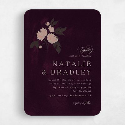 Purple Rounded Wedding Invitation - Brocard Classic