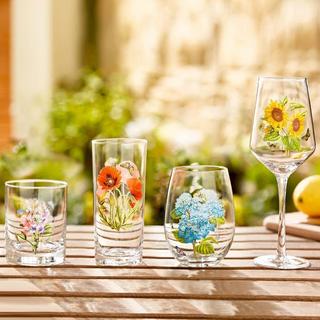 Botanic Garden Assorted Stemless Wine Glass, Set of 4