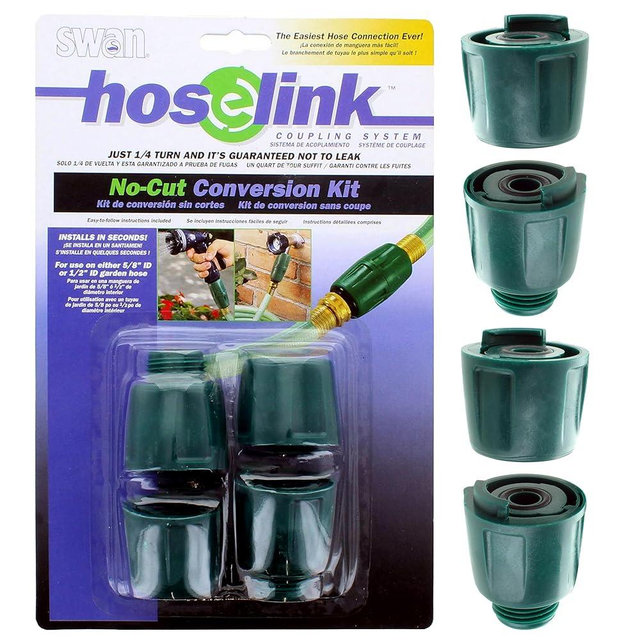 Swan Hoselink 2-Way Heavy Duty Hose Splitter, Quick Connect Fittings for Garden Hose, Leak-Proof Outdoor Faucet Adapter, Efficient Watering & Repair Kit, 5/8" & 1/2" – Durable, Easy Water Flow Control