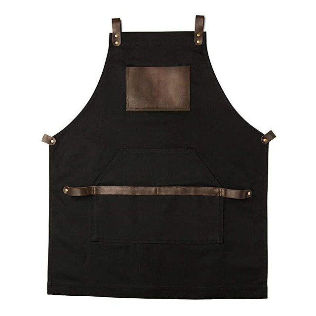 Work Apron in Non-Waxed Canvas with Cross Straps Adjustable
