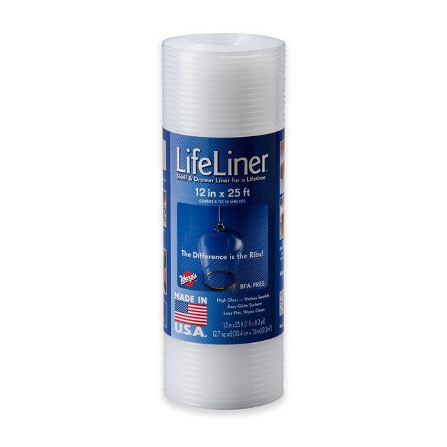 Warp Brothers® Lifeliner® Clear 12-Inch x 25-Foot Non-Adhesive Shelf Liner