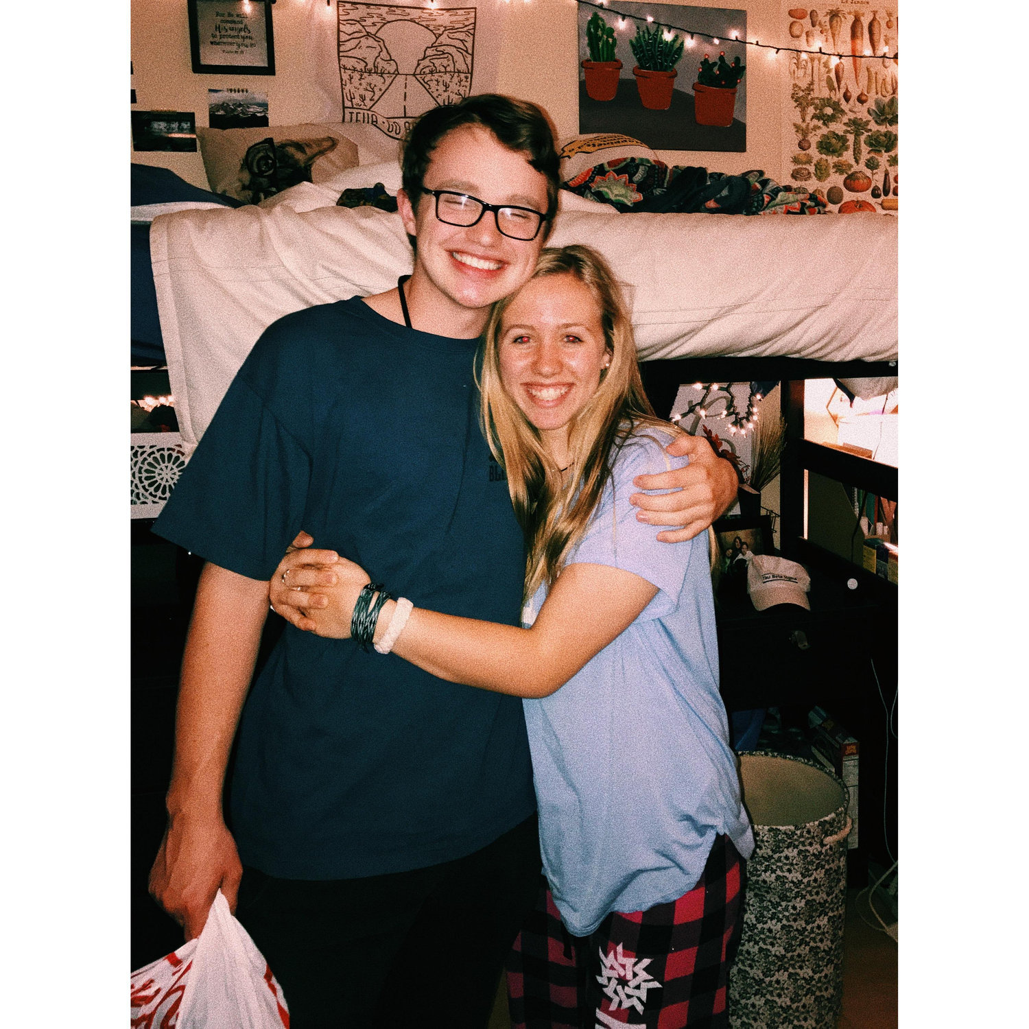 This is our first picture together, taken in Chrissy's dorm room at Hotz Hall! April 2018.