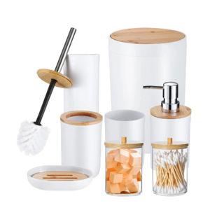 8-Piece Bamboo Bathroom Accessory Set, White