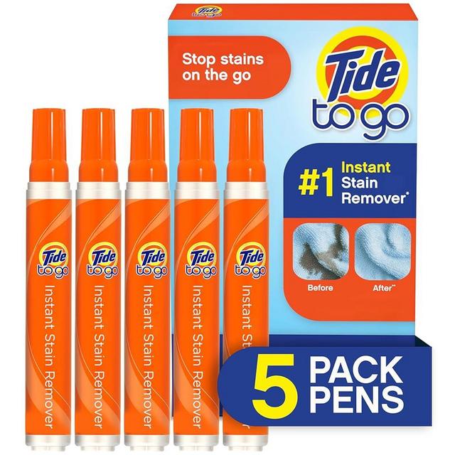 Tide To Go Instant Travel Stain Remover Pen, Rescue Clothes From Blood, Wine and other Tough Stains, 5 Count (Pack of 1)