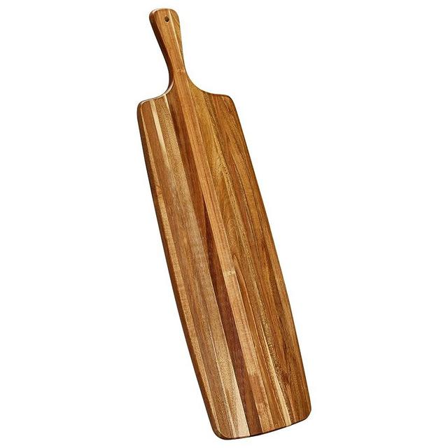 TEIBVG Acacia Wood Cutting Board and Large Charcuterie Board with Handle - Long Serving Board for Veggies, Bread, Cheese Board, Appetizers, and Picnic Celebrations, 24x7 Inch