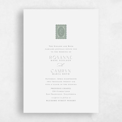 Green Standard Wedding Invitation - Poplar Classic