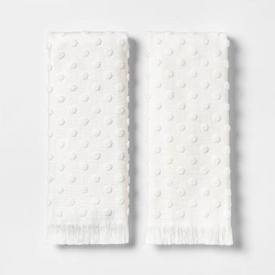 2pk Terry Dot Hand Towel White - Threshold™