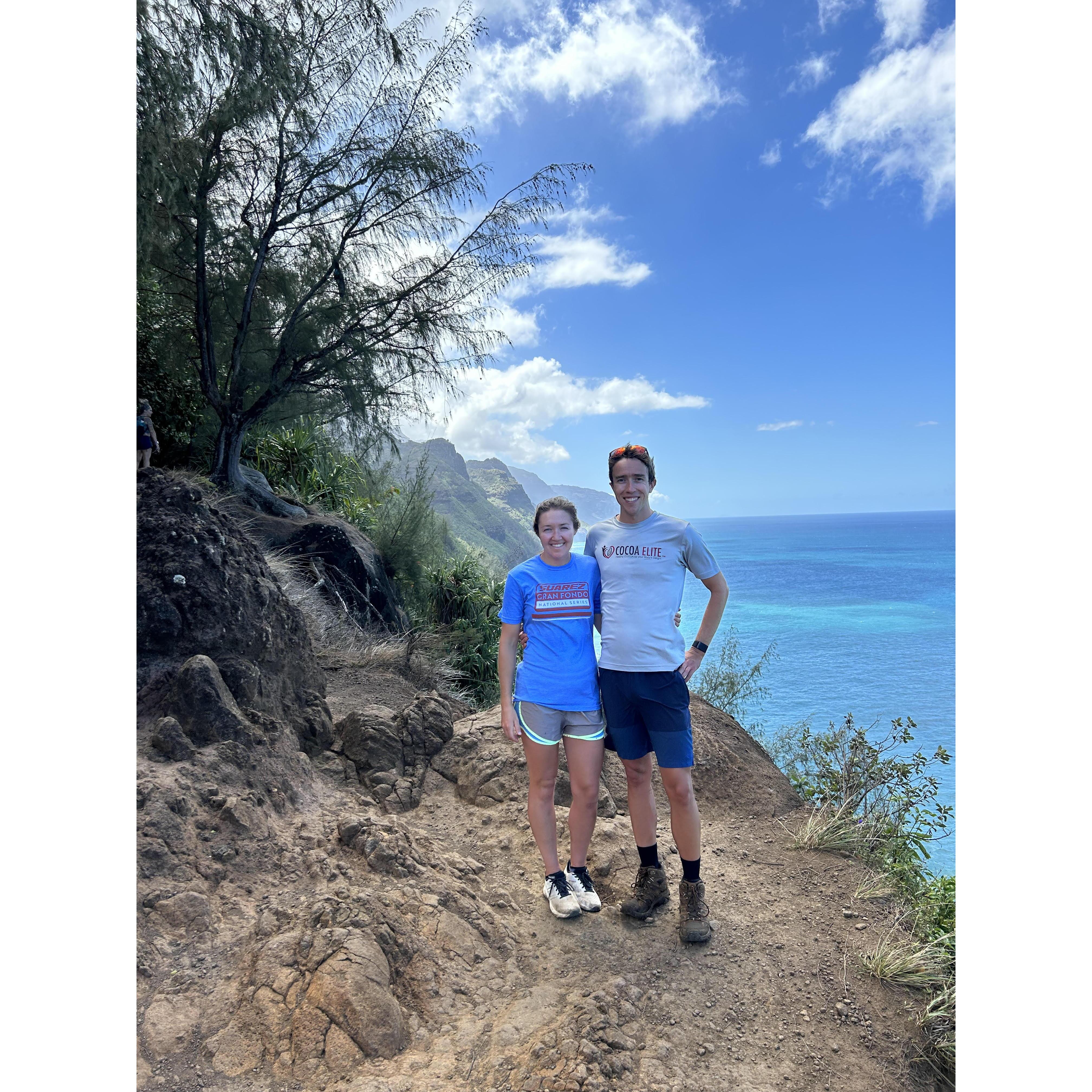 One of the most epic, hard, and beautiful hikes each of us had done- the Napali coast hike in Kauai, Hawaii.