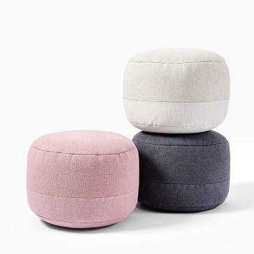 Cotton Canvas Round Pouf - Pink Stone