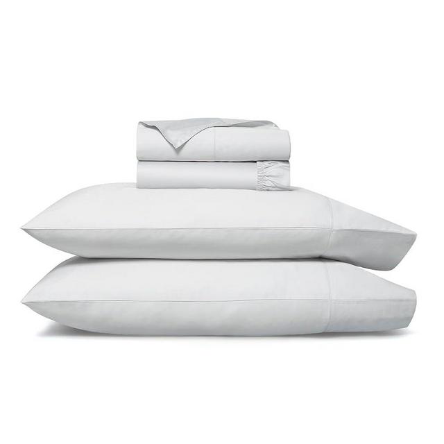BOLL & BRANCH Percale Hemmed Sheet Set - Cooling Breathable Bed Sheets for Hot Sleepers - King, Sky - Luxury 100% Organic Cotton - 1 Flat, 1 Fitted, 2 Pillowcases