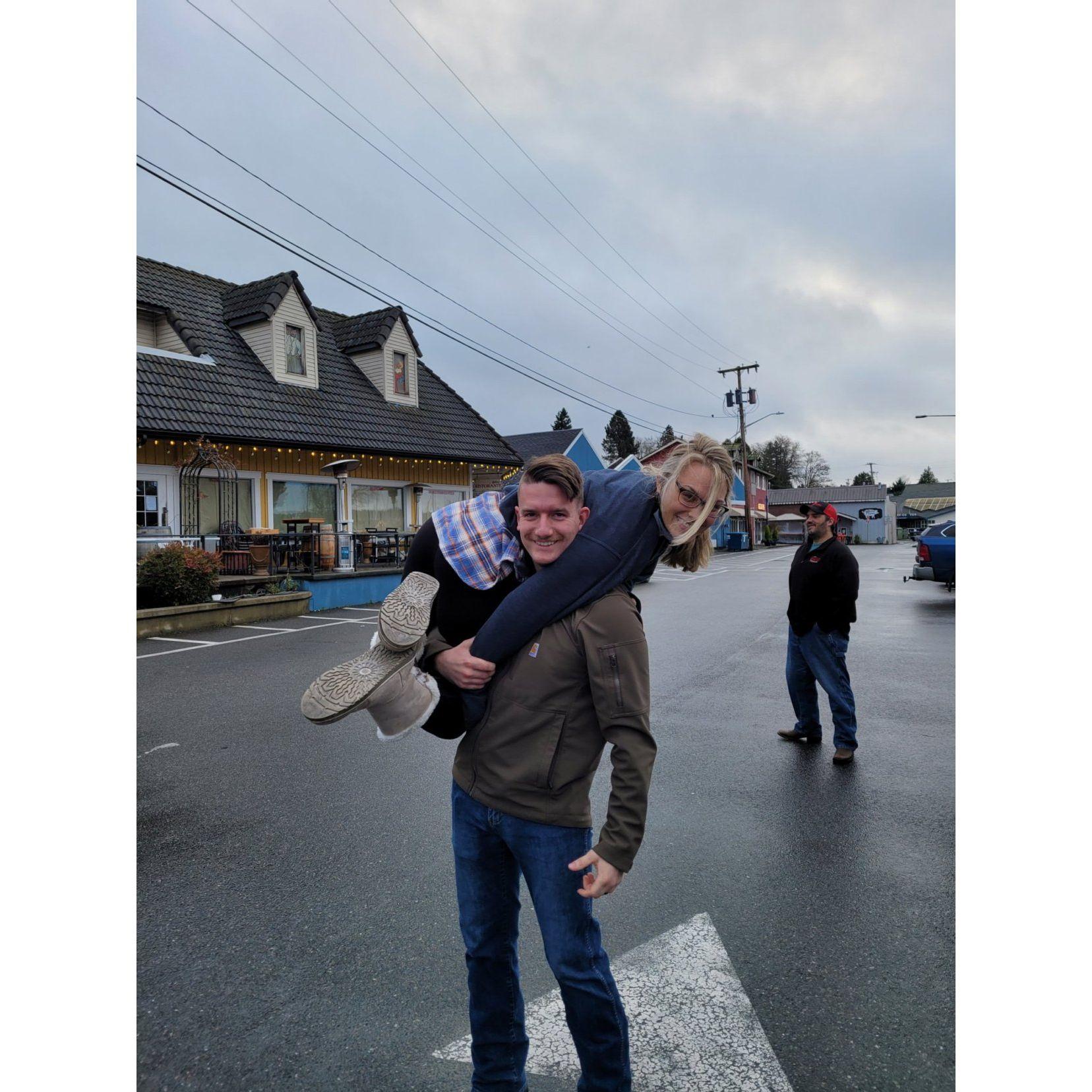 The both of us going out to dinner with Zack’s family around the holidays in Poulsbo, WA.