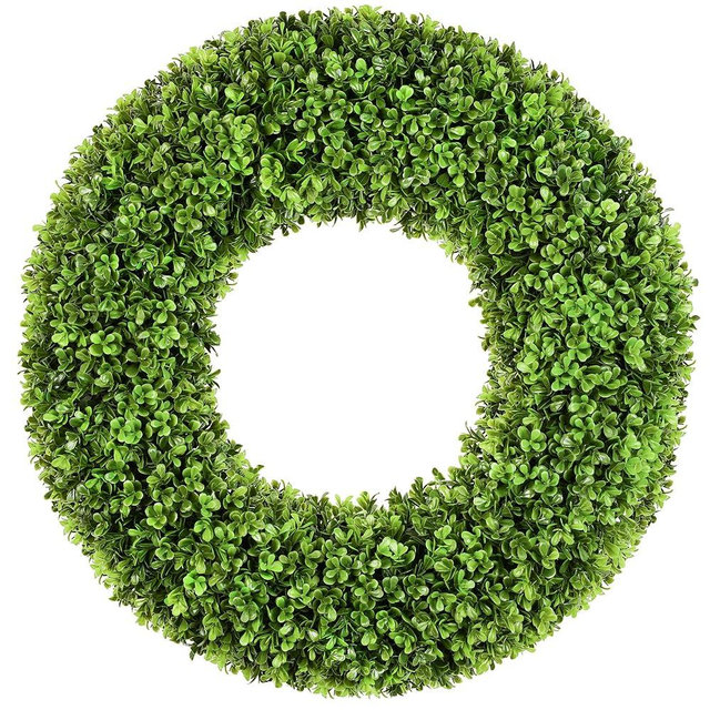 DDHS 20''Boxwood Wreaths for Front Door，Artificial Spring Wreaths for Farmhouse Wedding Green Year Round Indoor Outdoor for Summer Wreath Home Decorations-Green
