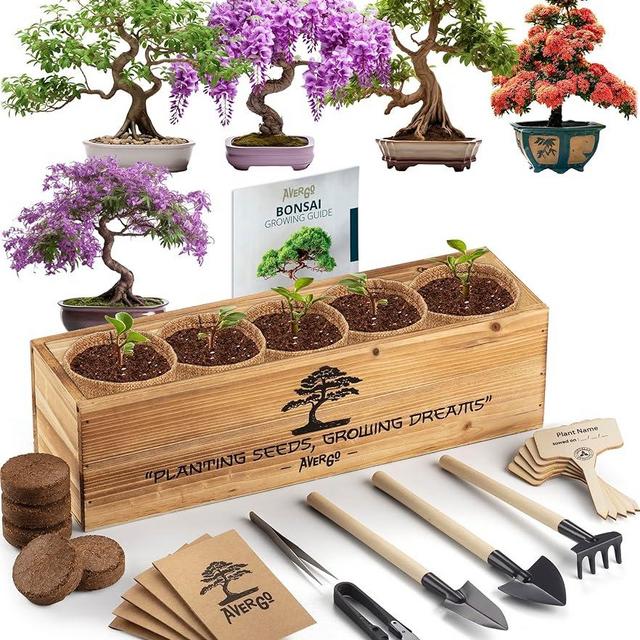 Bonsai Tree Kit – 5X Unique Japanese Bonzai Trees | Complete Indoor Starter Kit for Growing Plants with Bonsai Seeds, Tools & Planters – Gardening Gifts for Women & Men